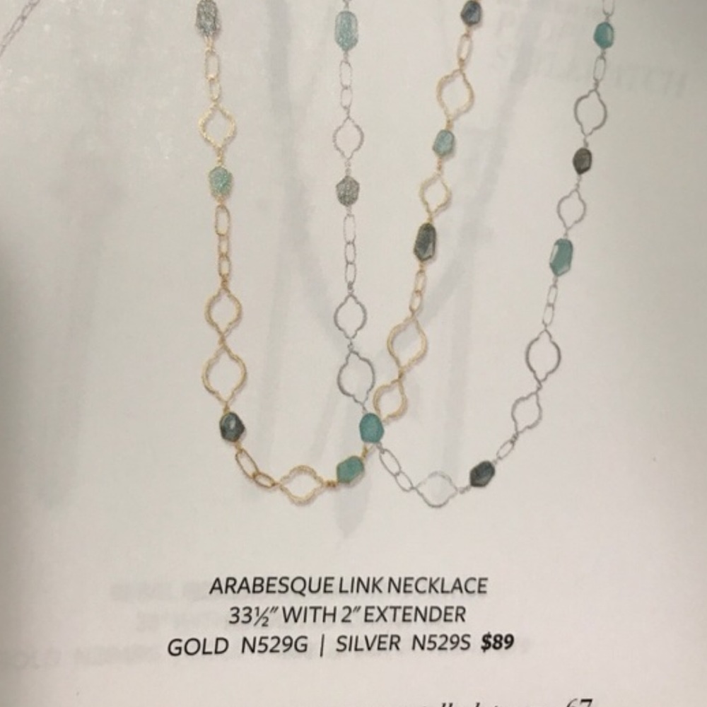 Stella & Dot | SILVER Artisan Labradorite+Aqua Amazonite Arabesque LinkN… - Picture 2 of 12